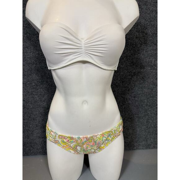 Victoria's Secret Other - Victoria’s Secret Bikini Set – White Bandeau Halter Top & Paisley Bottom – M